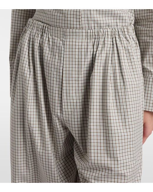 Proenza Schouler Gray Label Meadow Checked Cotton Wide-Leg Pants