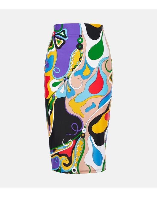 Emilio Pucci Blue Orchidee Pencil Skirt