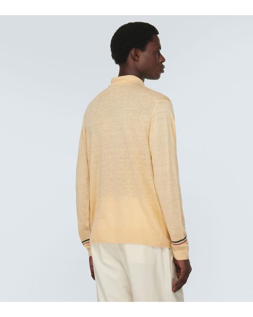 Etro Natural Linen And Cotton Polo Sweater for men