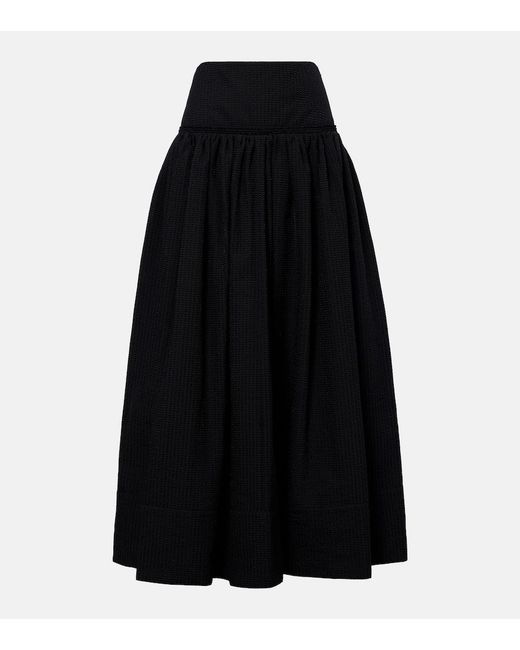 Alaïa Black Cotton-Blend Maxi Skirt