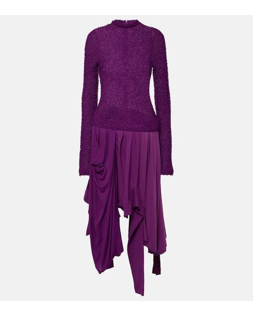 Vestido midi Damage de algodon plisado Acne de color Purple