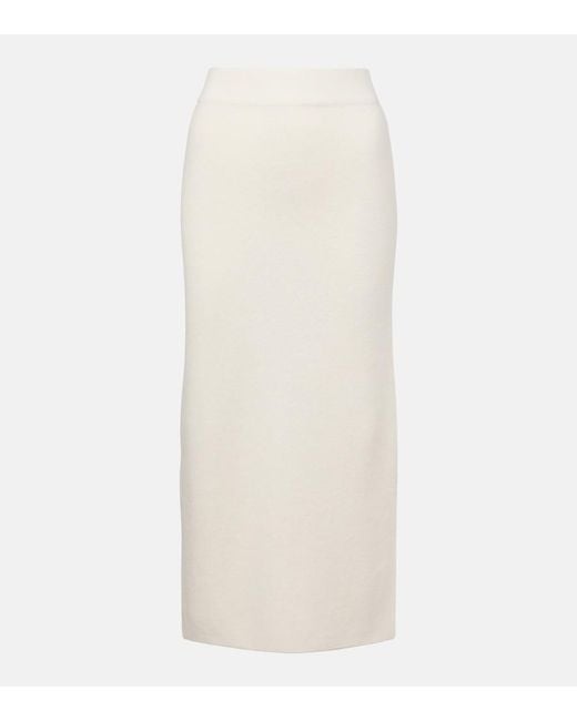 Jardin Des Orangers White Wool And Cashmere Midi Skirt