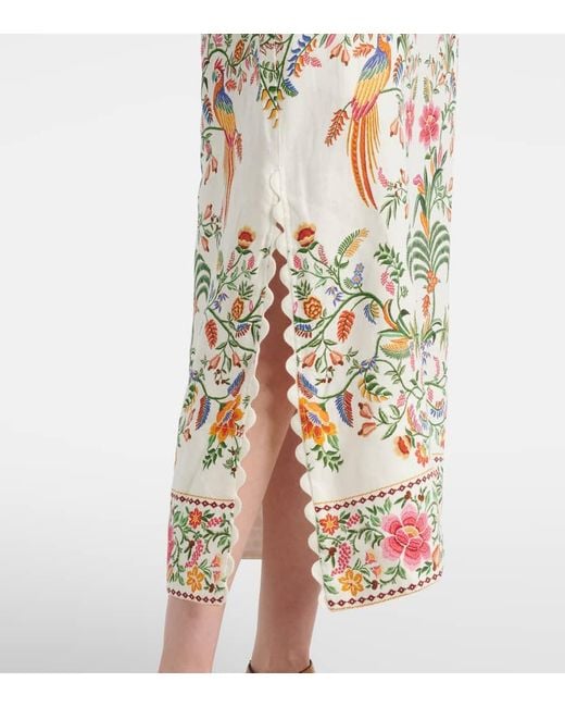Farm Rio White Bedrucktes Maxikleid Aus Leinen