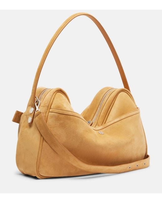 Acne Natural Camero Medium Suede Shoulder Bag