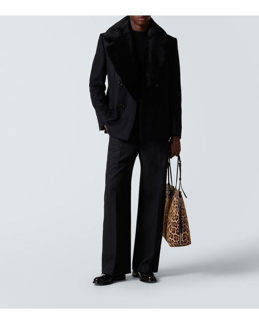 Dolce & Gabbana Brown Atene Leopard-Print Calf Hair Tote Bag for men