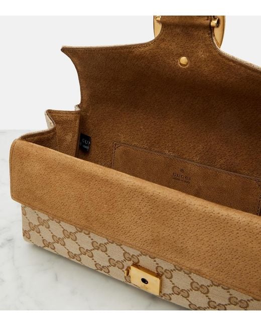 Gucci Natural Dionysus Gg Canvas Small Suede-Trimmed Crossbody Bag