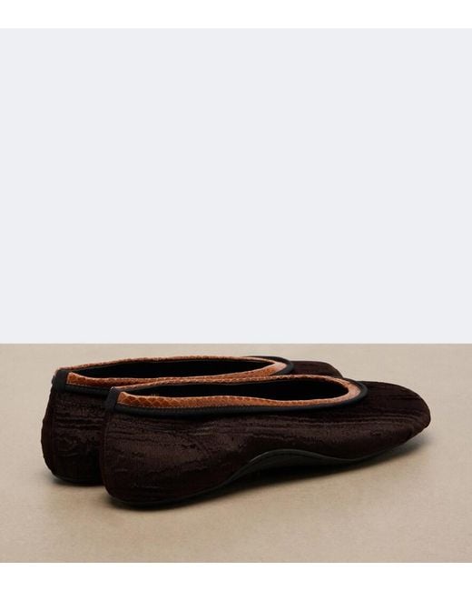 Dries Van Noten Black Leather-Trimmed Velvet Ballet Flats