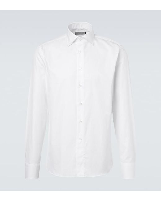 Canali White Cotton Poplin Shirt for men