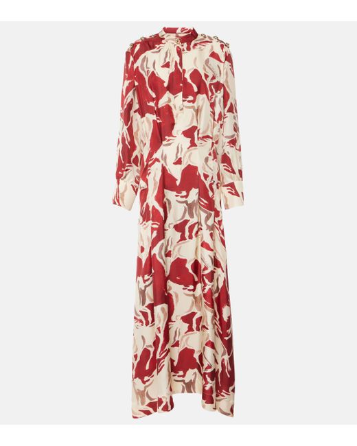 Altuzarra Red Felicia Printed Silk Maxi Dress