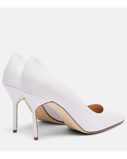 Manolo Blahnik White Bb 90 Leather Pumps