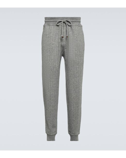 Pantalon de survetement en cachemire et coton Brunello Cucinelli pour homme en coloris Gray