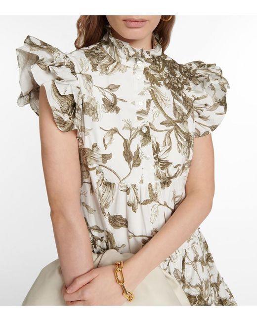 Erdem White Pomona Printed Cotton Minidress