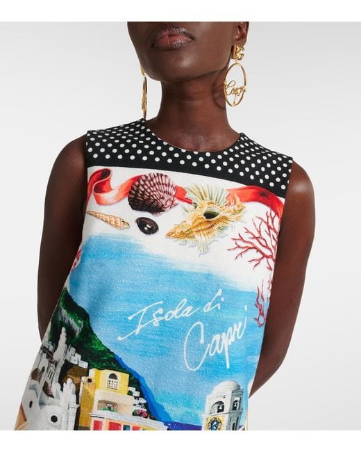 Dolce & Gabbana Blue Capri Printed Cotton Minidress