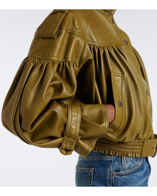 Chloé Green Cropped Leather Jacket