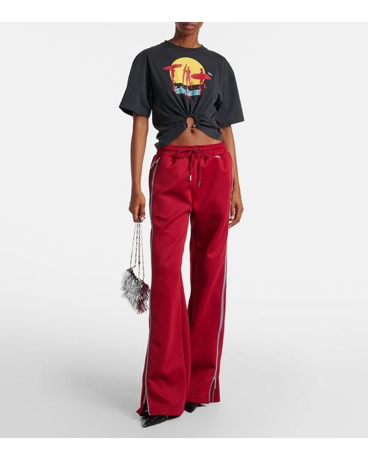 Rabanne Red Zip-Up Jersey Track Pants