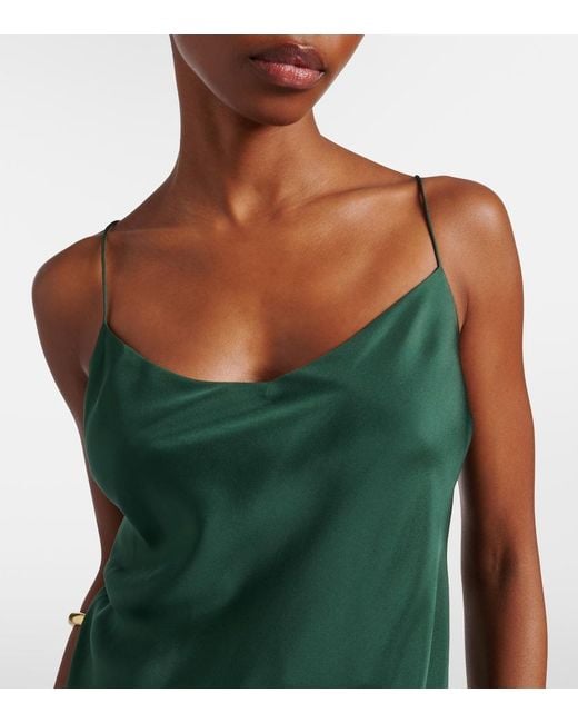 Asceno Green Lille Silk Twill Slip Dress
