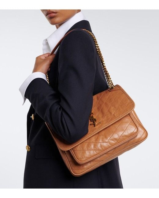 Saint Laurent Brown Niki Medium Leather Shoulder Bag