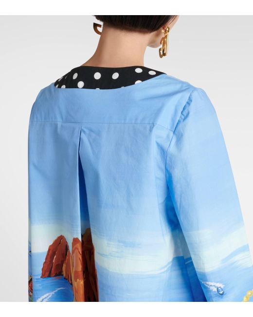 Dolce & Gabbana Blue Capri Printed Cotton Kaftan