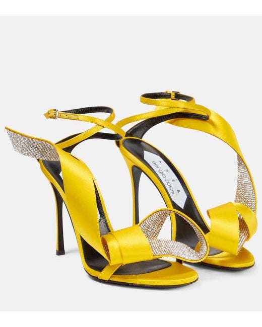 Area X Sergio Rossi Marquise Embellished Satin Sandals in