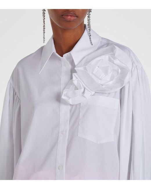 Simone Rocha White Floral-Applique Cotton Shirt