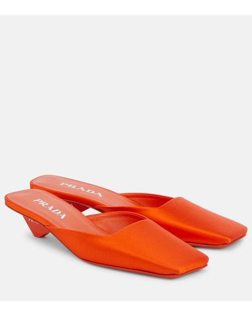 Prada Red Satin Mules