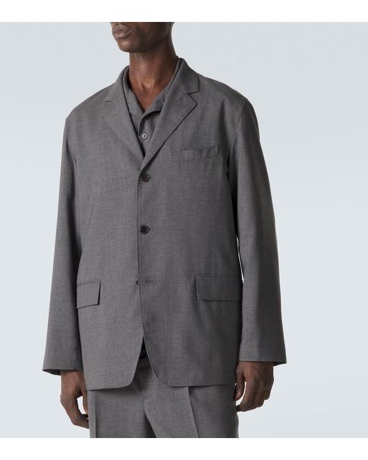 Auralee Gray Cashmere Poplin Blazer for men
