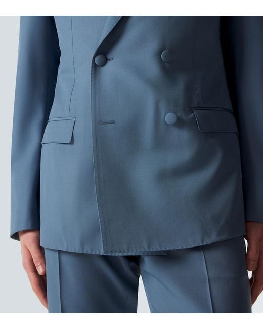 Dolce & Gabbana Blue Double-Breasted Wool Poplin Suit Jacket for men