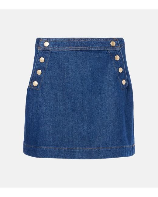 FRAME Blue Sailor Snap Denim Miniskirt