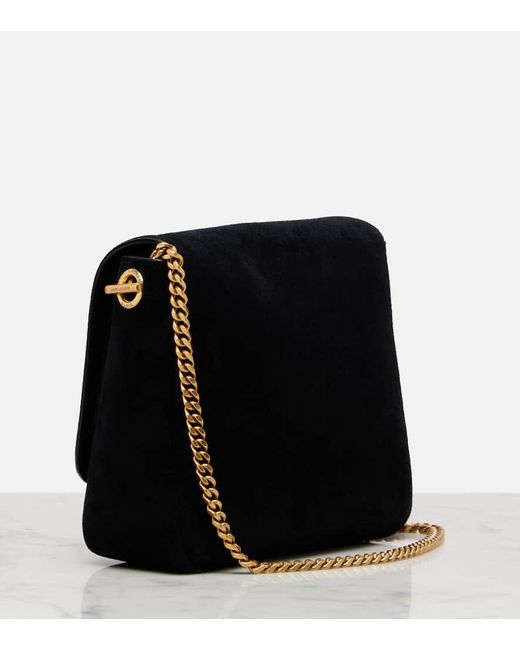 Saint Laurent White Schultertasche Kate Aus Veloursleder