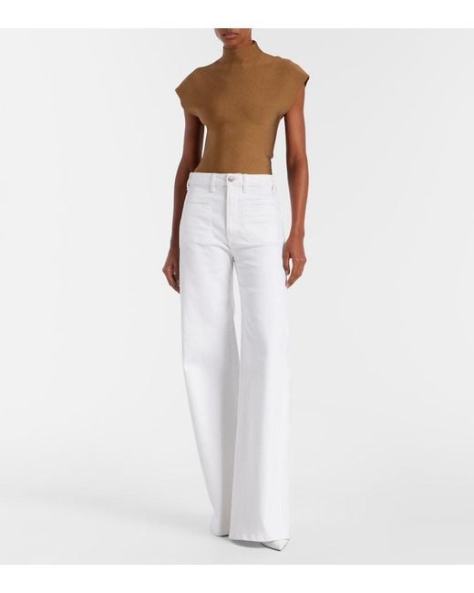 Khaite White Delmonico High-Rise Wide-Leg Jeans