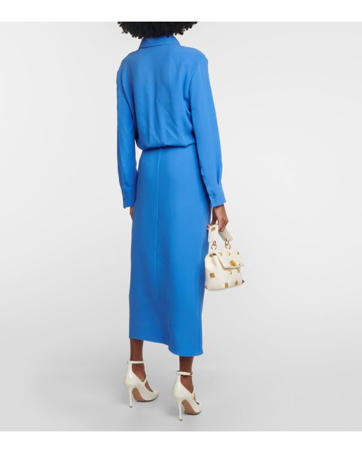 Valentino Blue Cady Couture Silk Shirt Dress