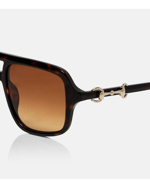 Gucci Brown Horsebit Aviator Sunglasses