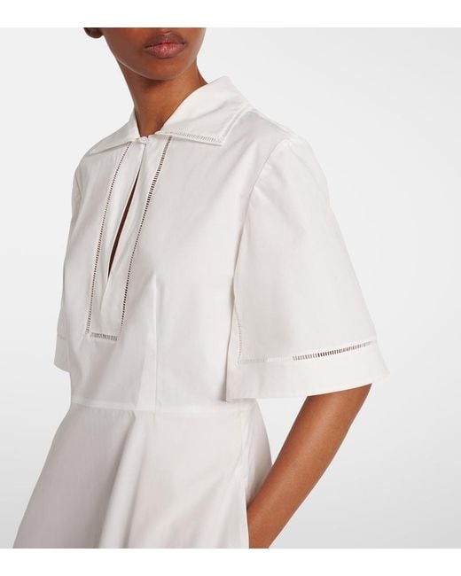 Rohe White Embroidered Cotton Poplin Midi Dress