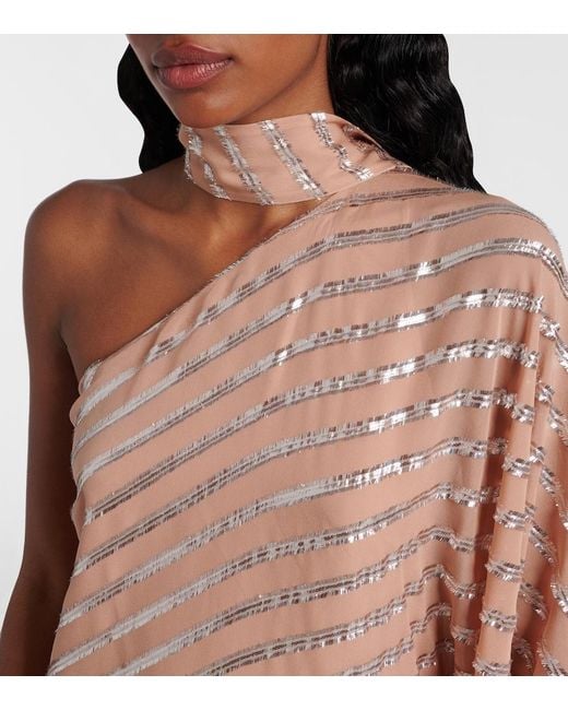 Taller Marmo Pink Petra One-Shoulder Fil Coupe Maxi Dress