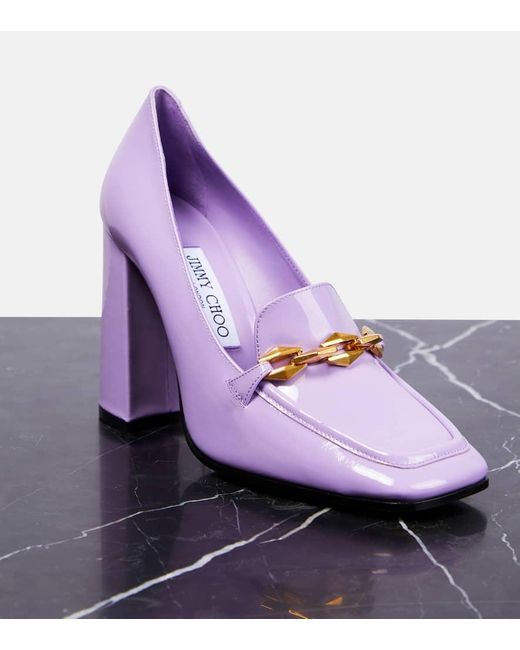 【JIMMY CHOO】diamond tilda patent レザー platform パンプス DIAMOND TILDA 140 | Black Soft Patent Leather Loafers with