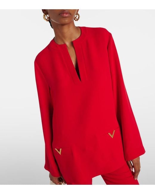 Valentino Red Vgold Cady Couture Silk Top