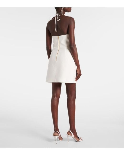 Rebecca Vallance White Odetta Floral-Applique Halterneck Minidress