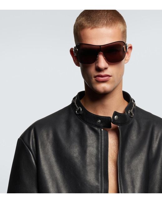 Gucci Black Sign Shield Sunglasses for men