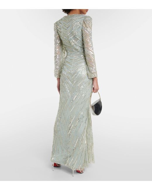 Jenny Packham Green Darcy Sequined Gown