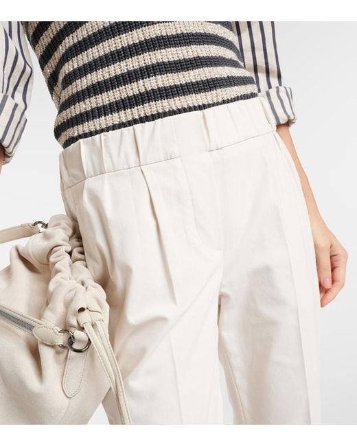 Brunello Cucinelli White Pull Up Low-Rise Slim Pants