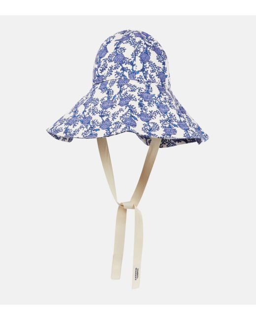 Isabel Marant Blue Edona Printed Cotton Canvas Sun Hat