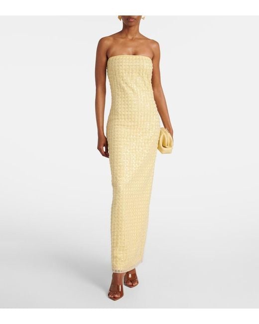 Abito Lungo A Fascia Con Paillettes di ROTATE BIRGER CHRISTENSEN in Yellow