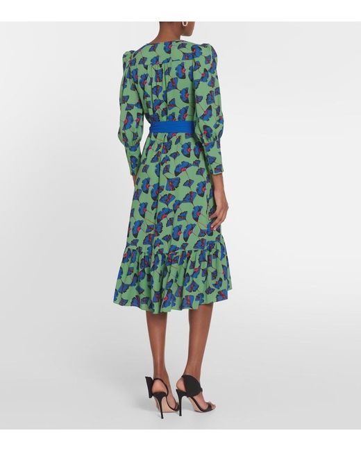 Diane von Furstenberg Green Blade Printed Crepe Wrap Dress