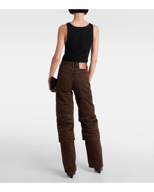 Y. Project Brown Layered High-Rise Wide-Leg Jeans