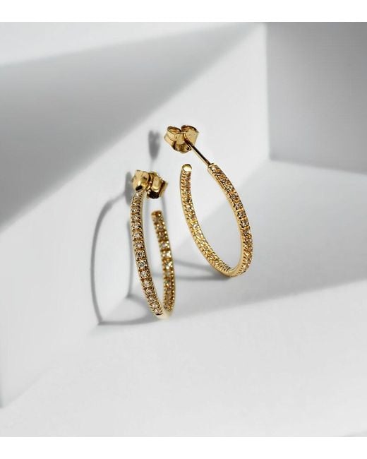 Sydney Evan Metallic 14Kt Hoop Earrings With Diamonds