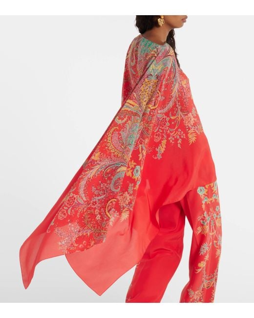 Etro Red Foulard Printed Silk Top