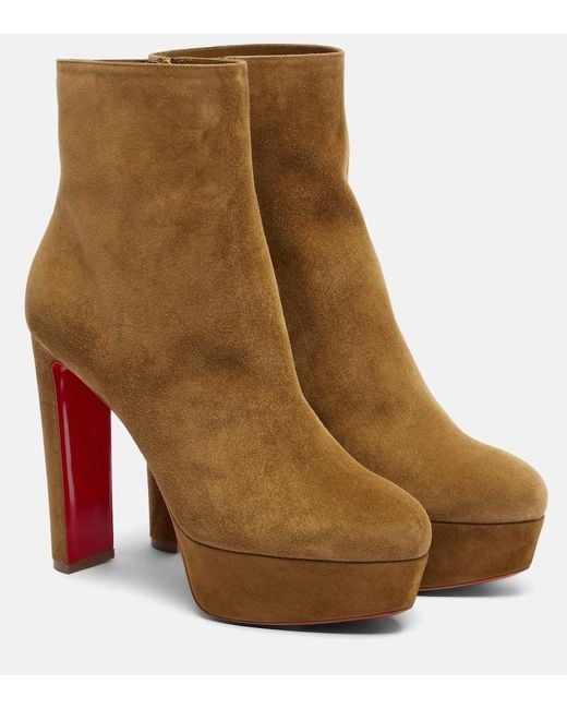 Christian Louboutin Brown Ankle Boots Loo Booty 130 Aus Veloursleder