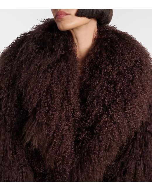 Self-Portrait Black Mantel Aus Shearling