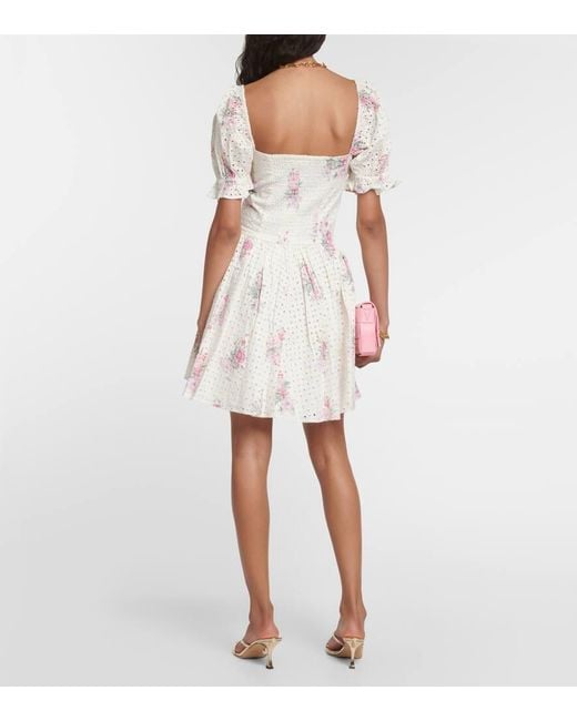 Vestido Corto Altima De Algodon Floral LoveShackFancy de color Natural