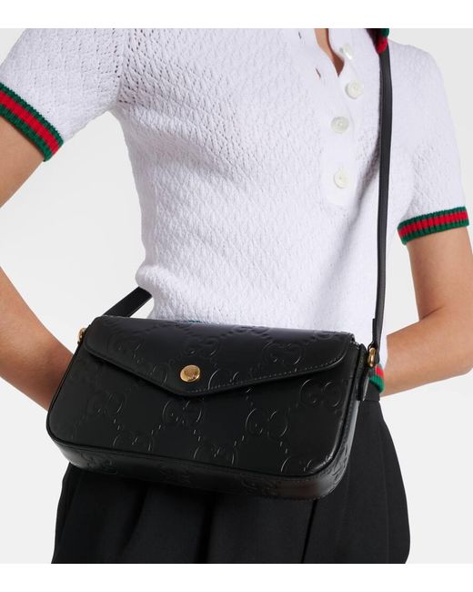 Gucci Black GG Mini Leather Crossbody Bag